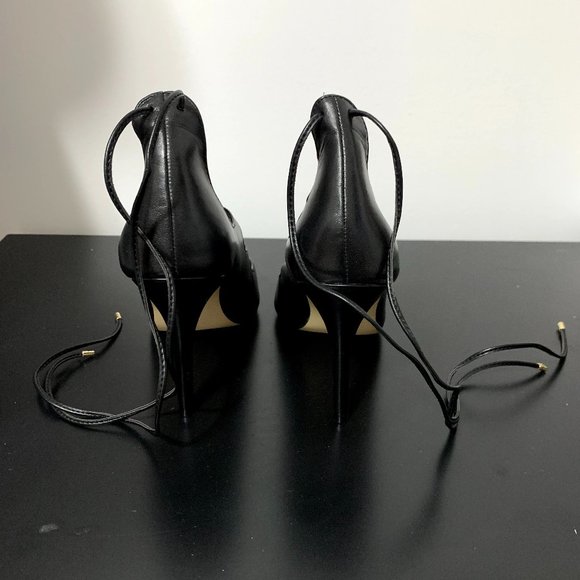 Saks Fifth Avenue Black Lace Up Stilettos - Picture 8 of 11